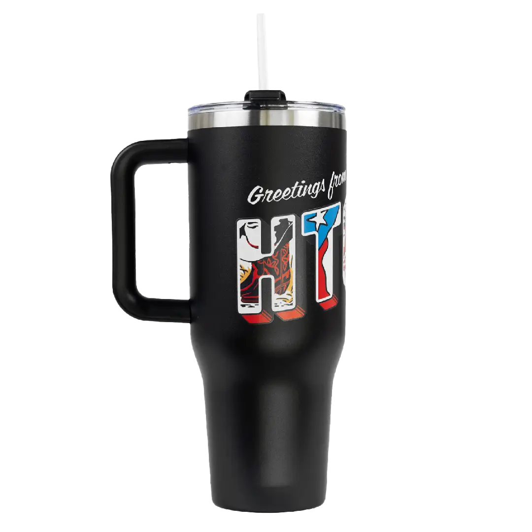 Black HTeaO Everyday Handle Tumbler Postcard image 1