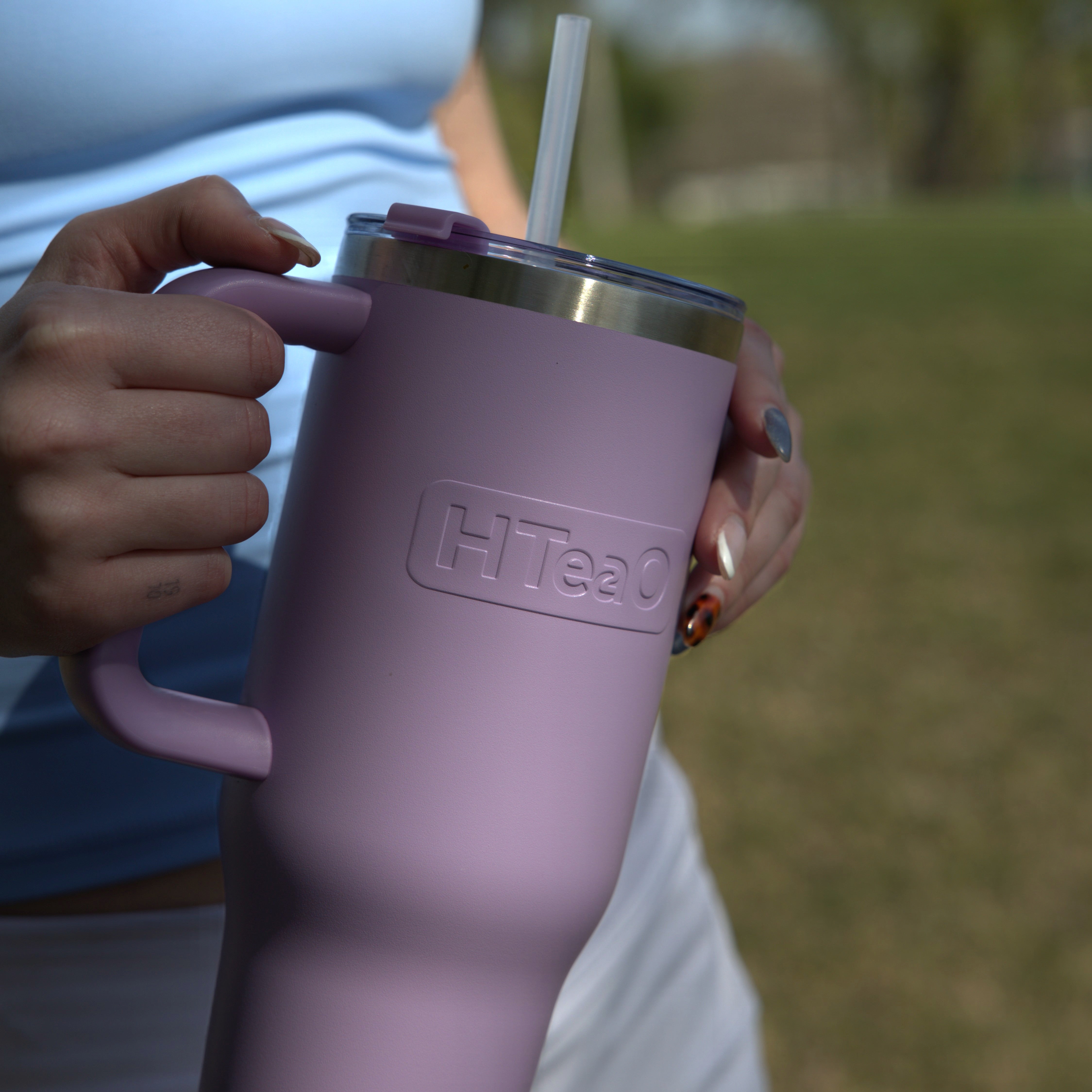 Lavender HTeaO Everyday Handle Tumbler Embossed